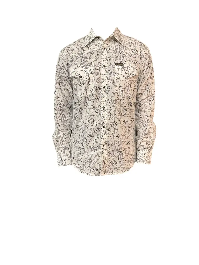 CAMISA VAQUERA WYOMING BLANCA C/FLORES 