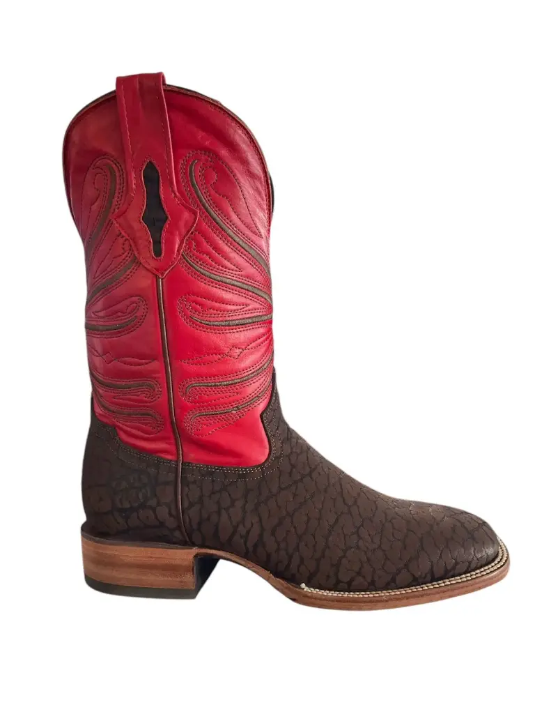 BOTA RODEO C/PULIDO CAFE TB/ROJO T/RECTO S/CUERO 