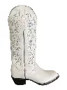 BOTA RODEO PIEL CABRA BLANCA HORMA DIAMANTE  TB/BORDADO T/CUBANO S/CUERO