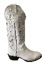 BOTA RODEO BLANCA CABRA H/CHARRA TB/BORDADO S/CUERO T/SEMICUBANO