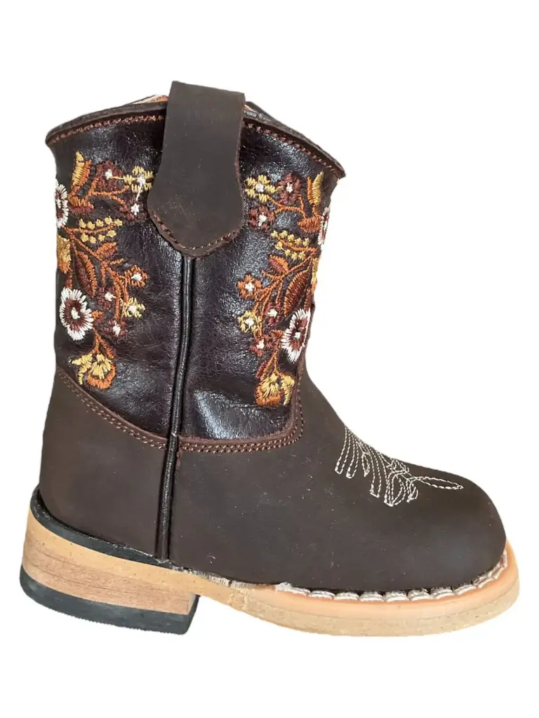 BOTA RODEO NOBUCK CAFE CHOCOLATE H.CUADRADA TB/BORDADO T/RECTO S/HULE 