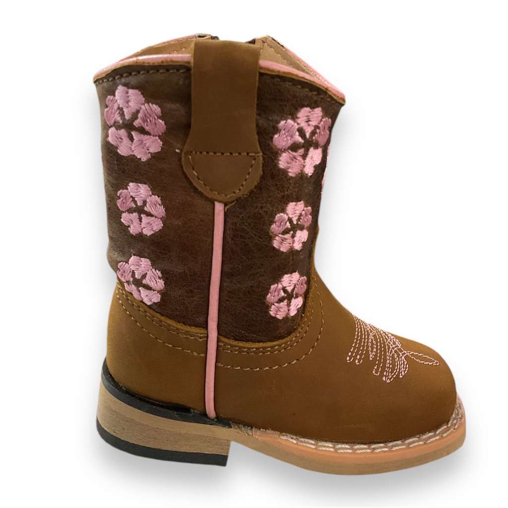 BOTA RODEO NOBUCK FLORES H.CUDRADA TB/BORDADO T/RECTO S/HULE