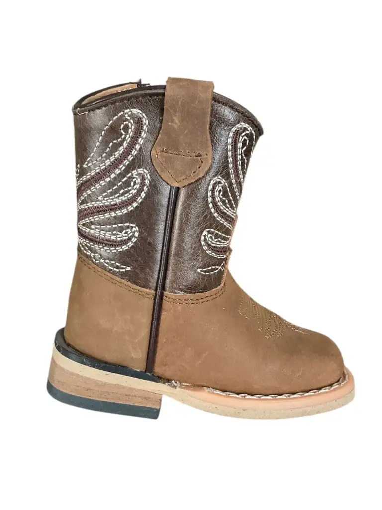 BOTA RODEO NOBUCK CAFE H. CUADRADA TB/BORDADO T/RECTO S/HULE 