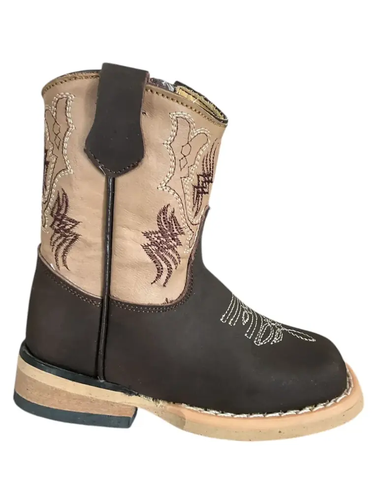 BOTA RODEO NOBUCK CAFE H/CUADRADA  TB/BORDADO T/RECTO S/CUERO 