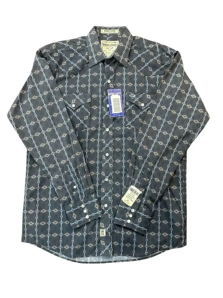 CAMISA VAQUERA RODEO CARTE AZUL MARINO C/ROMBOS 