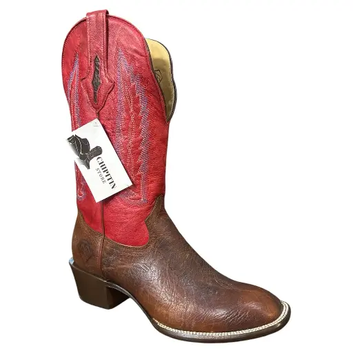 BOTA RODEO CUELLO DE TORO CAFE TB/ ROJO 