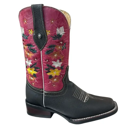 BOTA RODEO CRAZY CAFE TUBO BORDADO ROSA S/H T/R