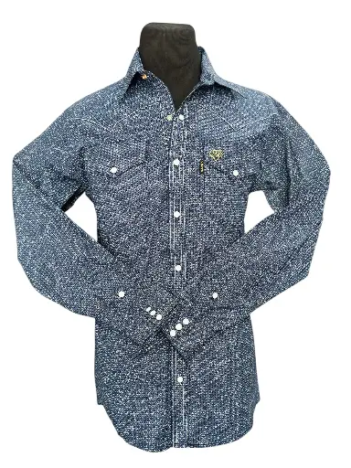 CAMISA VAQUERA CHPTN AZUL REY C/ FLORES Y OVALOS BLANCOS 