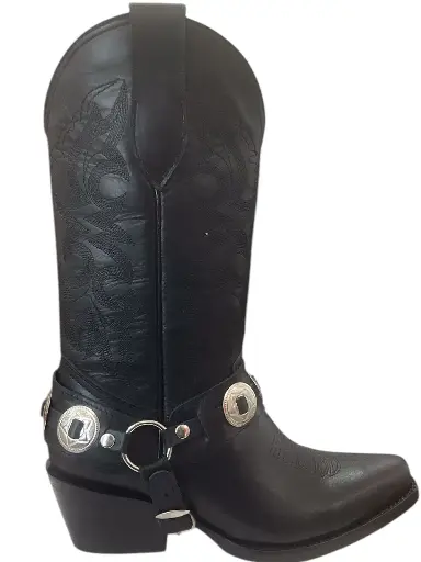 BOTA RODEO NAPA NEGRA H. CHIHUAHA TB/BORDADO T/CUBANO S/CUERO 